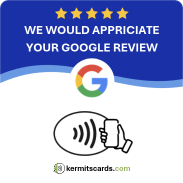 KermitsCards blue Google review NFC card